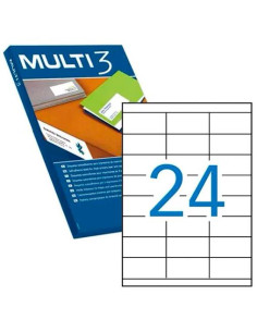 MULTI-3 ETIQUETAS ADHESIVAS 70X35MM INKJETLÁSER CRECTOS 24 X 100H BLANCO