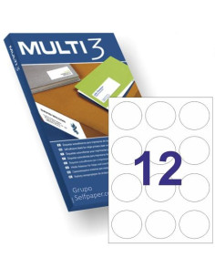 MULTI-3 ETIQUETAS ADHESIVAS CIRCULARES Ø60MM INKJETLÁSER 12 X 100H BLANCO
