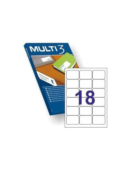 MULTI-3 ETIQUETAS ADHESIVAS 635X466MM INKJETLÁSER CROMOS 18 X 100H BLANCO
