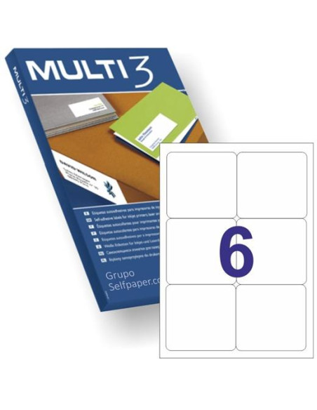 MULTI-3 ETIQUETAS ADHESIVAS 991X931MM INKJETLÁSER CROMOS 6 X 100H BLANCO