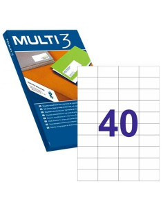 MULTI-3 ETIQUETAS ADHESIVAS 525X297MM INKJETLÁSER CRECTOS 40 X 500H BLANCO