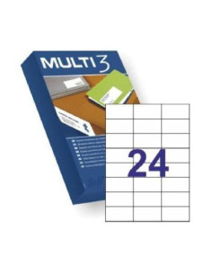 MULTI-3 ETIQUETAS ADHESIVAS 70X37MM INKJETLÁSER CANTOS RECTOS 24 X 500H BLANCO