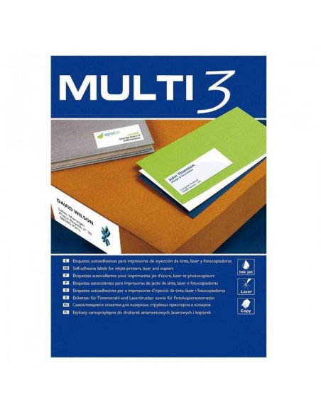 MULTI-3 ETIQUETAS ADHESIVAS 105X35MM INKJETLÁSER CRECTOS 16 X 500H BLANCO