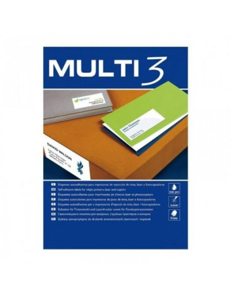 MULTI-3 ETIQUETAS ADHESIVAS 105X424MM INKJETLÁSER CRECTOS 14 X 500H BLANCO