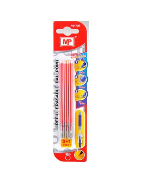 RECAMBIO BOLÍGRAFO TINTA BORRABLE RETRÁCTIL 07MM ROJO BLÍSTER 3 UD