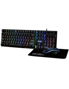 NASA KIT GAMING TECLADO  RATÓN  ALFOMBRILLA CABLE USB NEGRO