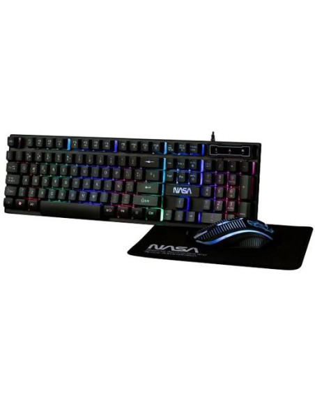 NASA KIT GAMING TECLADO  RATÓN  ALFOMBRILLA CABLE USB NEGRO