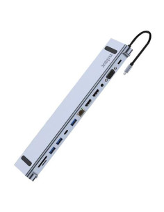 NILOX DOCK STATION USB-C 12 PUERTOS 2XHDMI 4K1XUSB 301X VGA1XSD1XMICROSD1XUSB-C2XUSB 201XRJ451X JACK 351XUSB-C PW GRIS