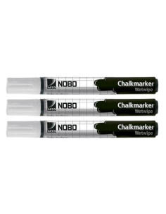 NOBO MARCADORES TIZA LÍQUIDA BORRADO HÚMEDO BLANCO PACK -3U-
