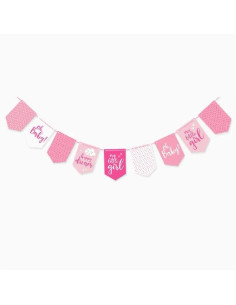 OH YEAH GUIRNALDA BABY SHOWER 9 PIEZAS 42M CARTÓN ROSA