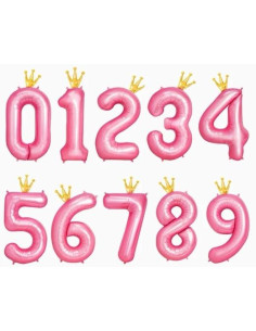 OH YEAH GLOBO POLIAMIDA N2 CON CORONA 115CM ROSA PASTEL Y ORO