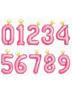 OH YEAH GLOBO POLIAMIDA N6 CON CORONA 115CM ROSA PASTEL Y ORO