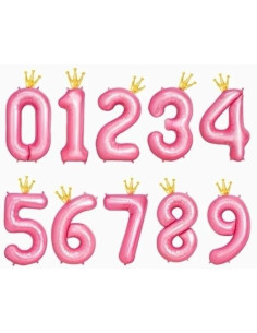 OH YEAH GLOBO POLIAMIDA N7 CON CORONA 115CM ROSA PASTEL Y ORO