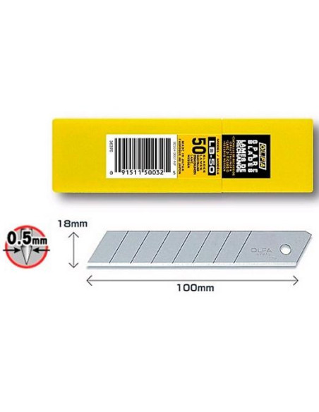 OLFA REPUESTO CUTTER 100X18MM  CUCHILLA FRACTURABLE 50 CUCHILLAS