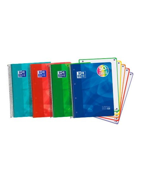 OXFORD CUADERNO LAGOON EUROPEANBOOK 5 MICROPERFORADO 120H 50 GRATIS A4 5X5MM TPLÁSTICO PACK 5 UD CSURTIDOS