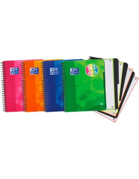 OXFORD CUADERNO LAGOON EUROPEANBOOK 4 MICROPERFORADO 120H 50 GRATIS A4 5X5 4 SEPARADORES TPLÁSTICO PACK 5 UD CSURTIDOS