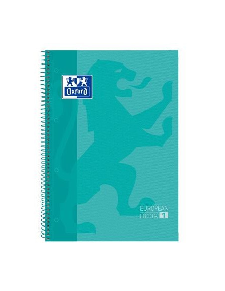 OXFORD CUADERNO CLASSIC EUROPEANBOOK 1 MICROPERFORADO 80H A4 5X5 TEXTRADURAS BANDA COLOR VERDE MENTA