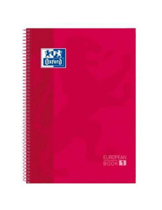 OXFORD CUADERNO CLASSIC EUROPEANBOOK 1 WRITE&ERASE 80H A4 1 LÍNEA MICROPERFORADO TEXTRADURA PACK 5 UD ROJO