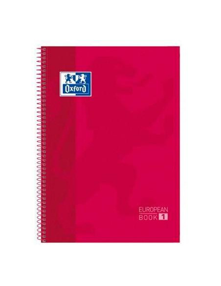 OXFORD CUADERNO CLASSIC EUROPEANBOOK 1 WRITE&ERASE 80H A4 1 LÍNEA MICROPERFORADO TEXTRADURA PACK 5 UD ROJO