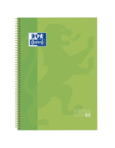 OXFORD CUADERNO CLASSIC EUROPEANBOOK 1 WRITE&ERASE 80H A4 1 LINEA MICROPERFORADO TEXTRADURA PACK 5 UD VERDE MANZANA