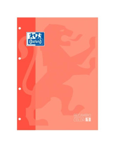 OXFORD RECAMBIO CLASSIC 80H A4 ENCOLADO 90GR 5X5MM 4 TALADROS 1 BANDA COLOR MELOCOTÓN -5U-