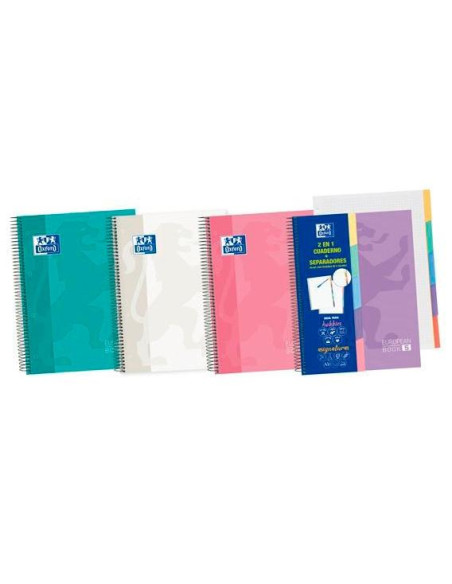 OXFORD CUADERNO EUROPEANBOOK 5 CLASSIC PESTAÑAS MICROPERFORADO 100H A5 5X5 5 TEXTRADURA  CSURTIDOS PASTEL