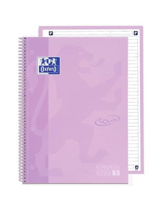 OXFORD CUADERNO TOUCH EUROPEANBOOK 1 WRITE&ERASE 80H A4 1 LÍNEA MICROPERFORADO TEXTRADURA PACK 5 UD LAVANDA PASTEL
