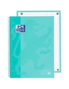 OXFORD CUADERNO TOUCH EUROPEANBOOK 1 WRITE&ERASE 80H A4 1 LÍNEA MICROPERFORADO TEXTRADURA PACK 5 UD ICE MINT PASTEL