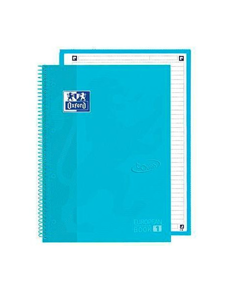 OXFORD CUADERNO TOUCH EUROPEANBOOK 1 WRITE&ERASE 80H A4 1 LÍNEA MICROPERFORADO TEXTRADURA PACK 5 UD AZUL PASTEL