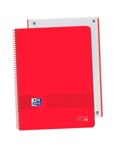 OXFORD CUADERNO LIVE&GO EUROPEANBOOK 1 80H A4 5X5MM MICROPERFORADO TPLÁSTICO PACK 5 UD ROJO