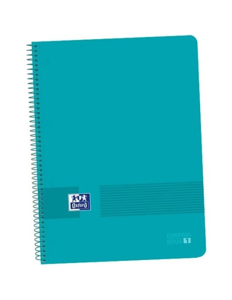 OXFORD CUADERNO LIVE&GO EUROPEANBOOK 1 80H A4 5X5MM MICROPERFORADO TPLÁSTICO PACK 5 UD AQUA