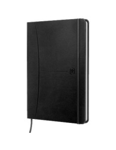 OXFORD CUADERNO COSIDO SIGNATURE 80H A5 1 LÍNEA CIERRE CGOMA TAPA EXTRADURA NEGRO