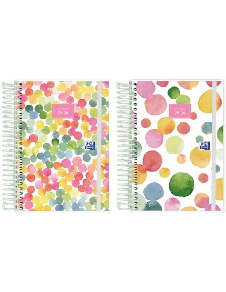 AGENDA ESCOLAR 2025-26 OXFORD JOY ESPIRAL tapa EXTRADURA con GOMA 8 DP SURTIDO 2 col