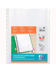 OXFORD FUNDA MULTITALADRO 11 PP CRISTAL A4 200 MICRAS GRAN CAPACIDAD EXTRA BLISTER 10 FUNDAS