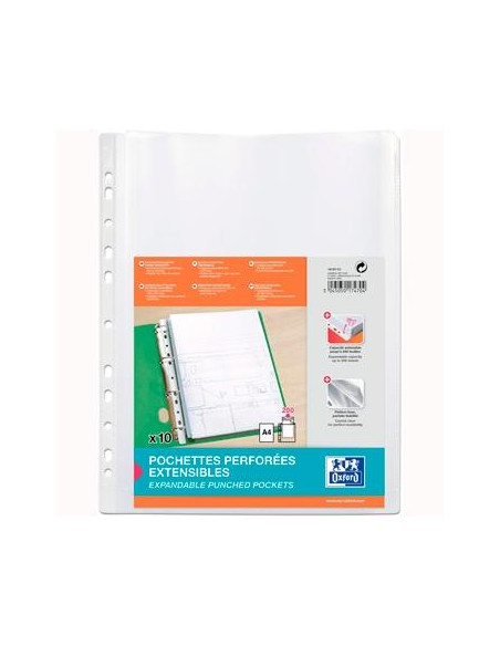 OXFORD FUNDA MULTITALADRO 11 PP CRISTAL A4 200 MICRAS GRAN CAPACIDAD EXTRA BLISTER 10 FUNDAS