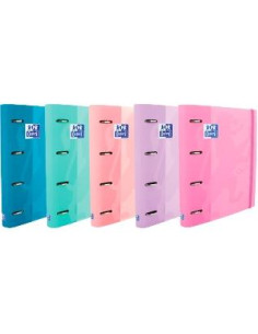 OXFORD CARPETA DE ANILLAS 4X35MM TOUCH EUROPEANBINDER CRECAMBIO 100H A4 5X5 TEXTRADURA CSURTIDOS PASTEL