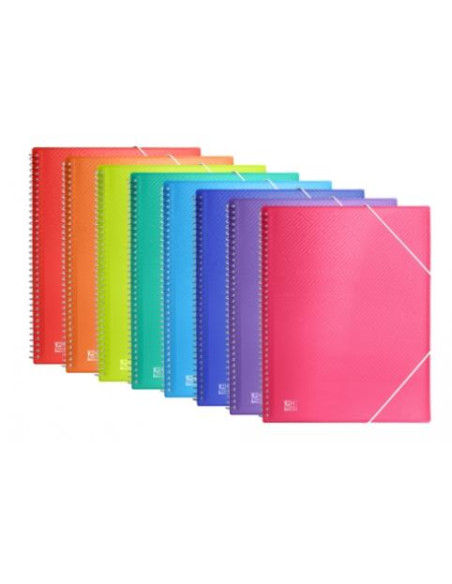 OXFORD CARPETA CON 20 FUNDAS CRISTAL ESPIRAL CON GOMAS URBAN PP COLORES SURTIDOS A4