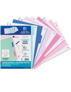 OXFORD JUEGO SEPARADORES 5 POSICIONES PP 500 MICRAS A4 CSURTIDOS PASTEL