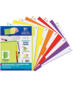 OXFORD JUEGO SEPARADORES 5 POSICIONES PP 500 MICRAS A4 CSURTIDOS VIVOS