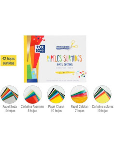 OXFORD BLOC PAPELES SURTIDOS MANUALIDADES 42H A4 COLORES SURTIDOS