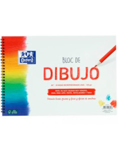 OXFORD BLOC DIBUJO ESCOLAR T BLANDA ESPIRAL 20H 130GR A4 LISO BLANCO