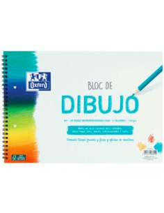 OXFORD BLOC DIBUJO ESCOLAR MULTITALADRO 2 T BLANDA ESPIRAL 20H 130GR A4 LISO BLANCO
