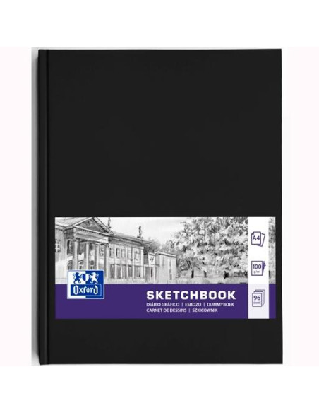 CUADERNO OXFORD ARTBOOKS ESBOZO cosido 100g 96h A4 LISO NEGRO