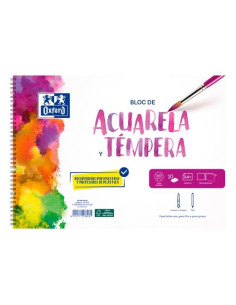 OXFORD PACK BLOC ACUARELA  2 PINCELES 10H A4 300GR MICROPERFORADO