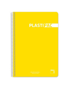 PACSA CUADERNO PLASTIPAC 80H FOLIO 90GR 4X4MM TAPAS POLIPROPILENO PACK 5 UD AMARILLO
