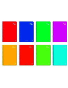 PACSA CUADERNO XTRA PLUS 80H 4 90GR 4X4M TAPA DURA PACK 5 UD COLORES SURTIDOS