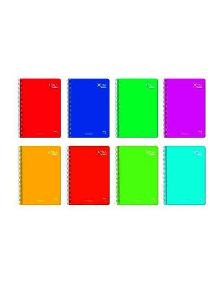 PACSA CUADERNO XTRA PLUS 80H 4 90GR 4X4M TAPA DURA PACK 5 UD COLORES SURTIDOS
