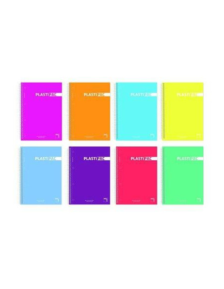 PACSA CUADERNO PLASTIPAC 80H 4 90GR 5X5MM TAPAS PP PACK 5 UD COLORES SURTIDOS