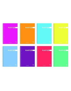 PACSA CUADERNO PLASTIPAC 80H 4 90GR CUADRICULA 46 TAPAS PP PACK 5 UD COLORES SURTIDOS