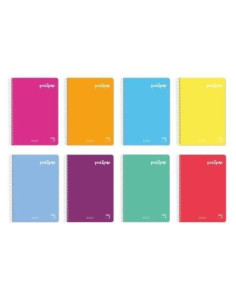 PACSA CUADERNO POLIPAC 80H FOLIO 70GR 1 LINEA TAPAS PP PACK 5 UD COLORES SURTIDOS